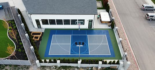 Finished court with green border